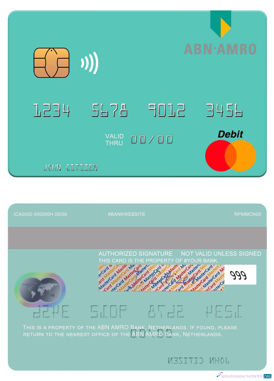 Download Netherlands ABN AMRO Bank mastercard Photoshop template